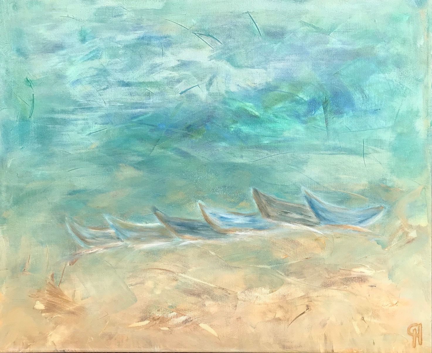 Küstenkunst - Fischerboote am Strand