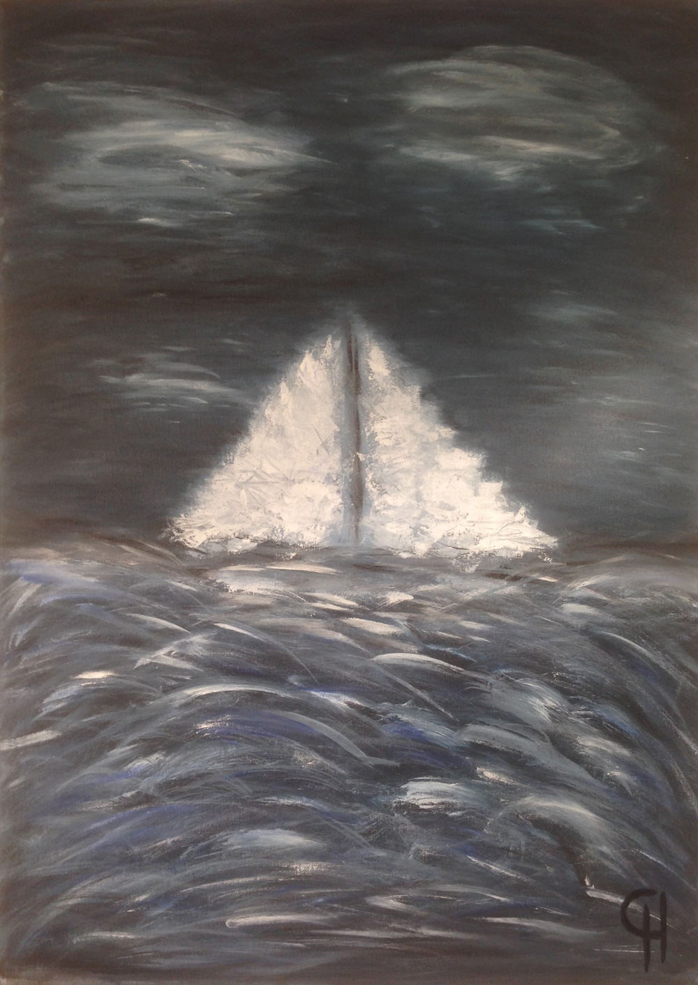 Küstenkunst - Segelschiff im Sturm